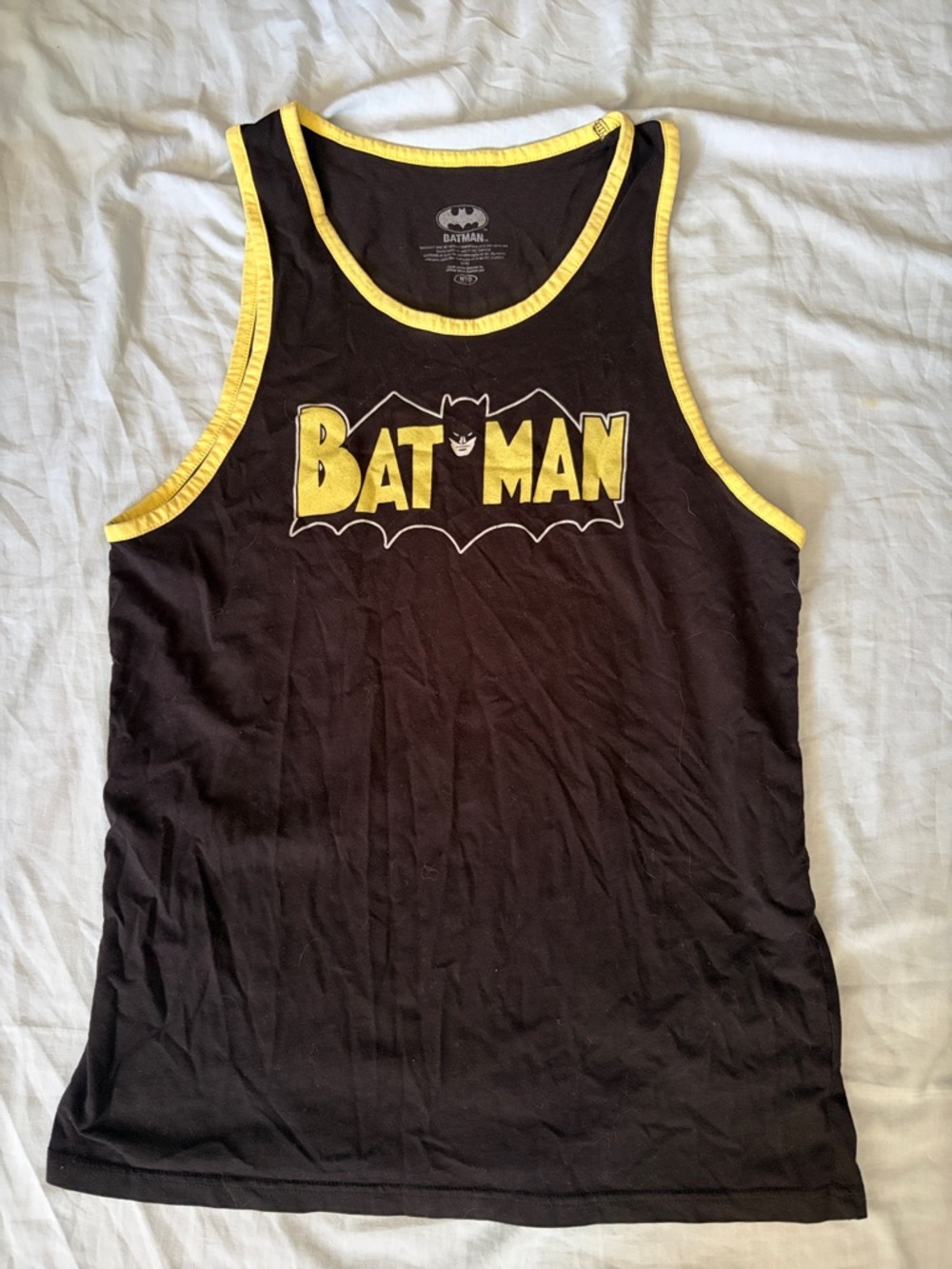 DC Comics Black Tank with Yellow Batman Logo